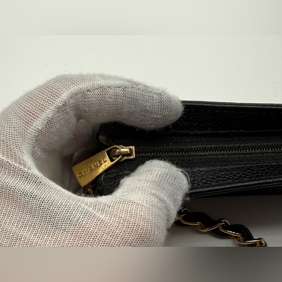 Authentic Chanel Caviar Leather Mini Pochette on Unbranded Added Wrist Strap - Picture 2 of 6